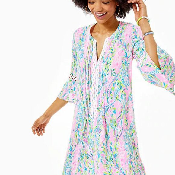 Lilly Pulitzer Dresses & Skirts - Lilly Pulitzer Hollie Tunic Pink and Blue Floral Dress XS